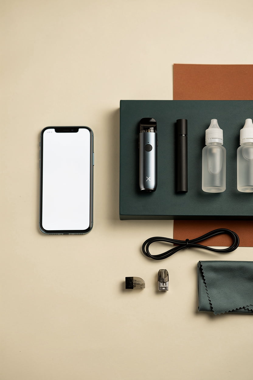XavesVapes shop display of vape juice bottles, vape gear, and disposable devices for local vapers